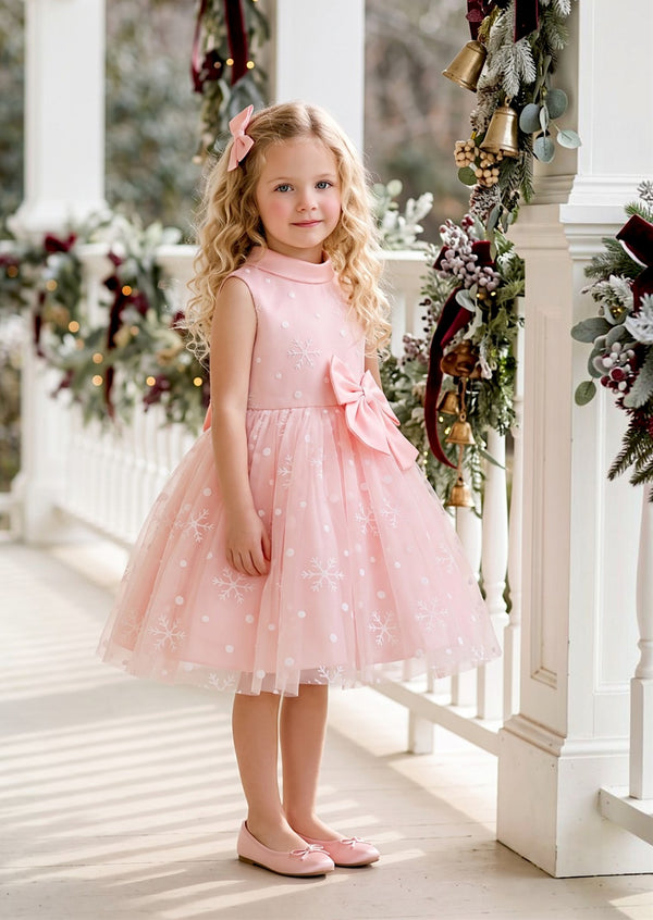 Snowflake Princess Girls Dress in Pink | Girls Christmas Dresses