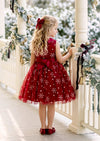 Snowflake Princess Girls Dress in Burgundy