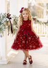 Snowflake Princess Girls Dress in Burgundy