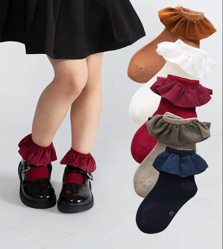 School Set Ruffle Ankle Socks 2 Pack
