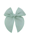 Girls soft green linen fable bow