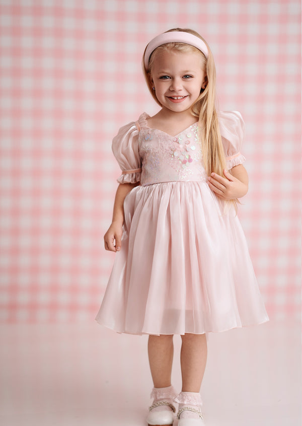 Moonbeam Puff Sleeve Dress in Pink