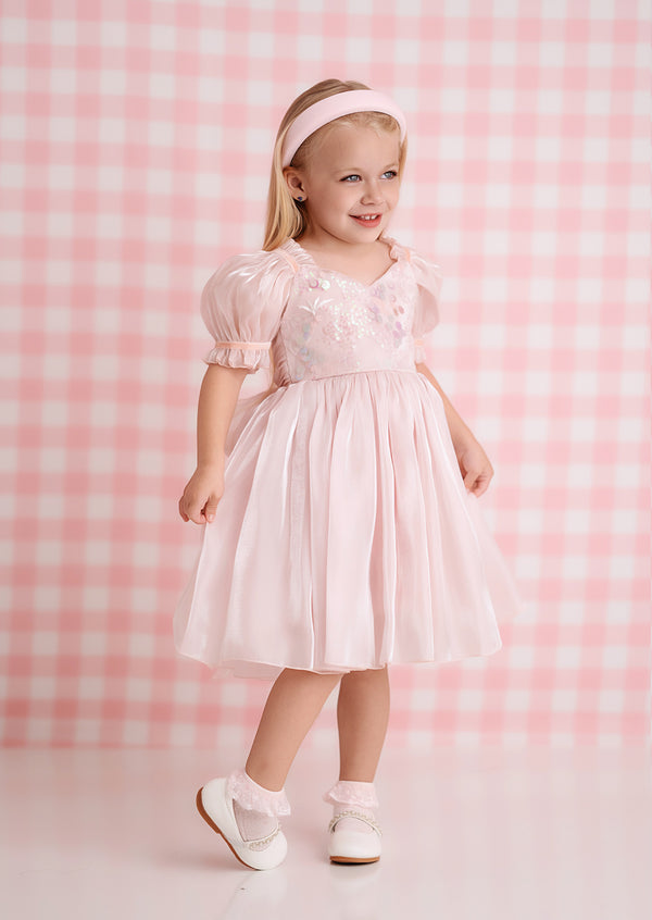 Moonbeam Puff Sleeve Dress in Pink