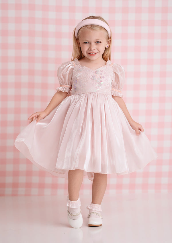 Moonbeam Puff Sleeve Dress in Pink