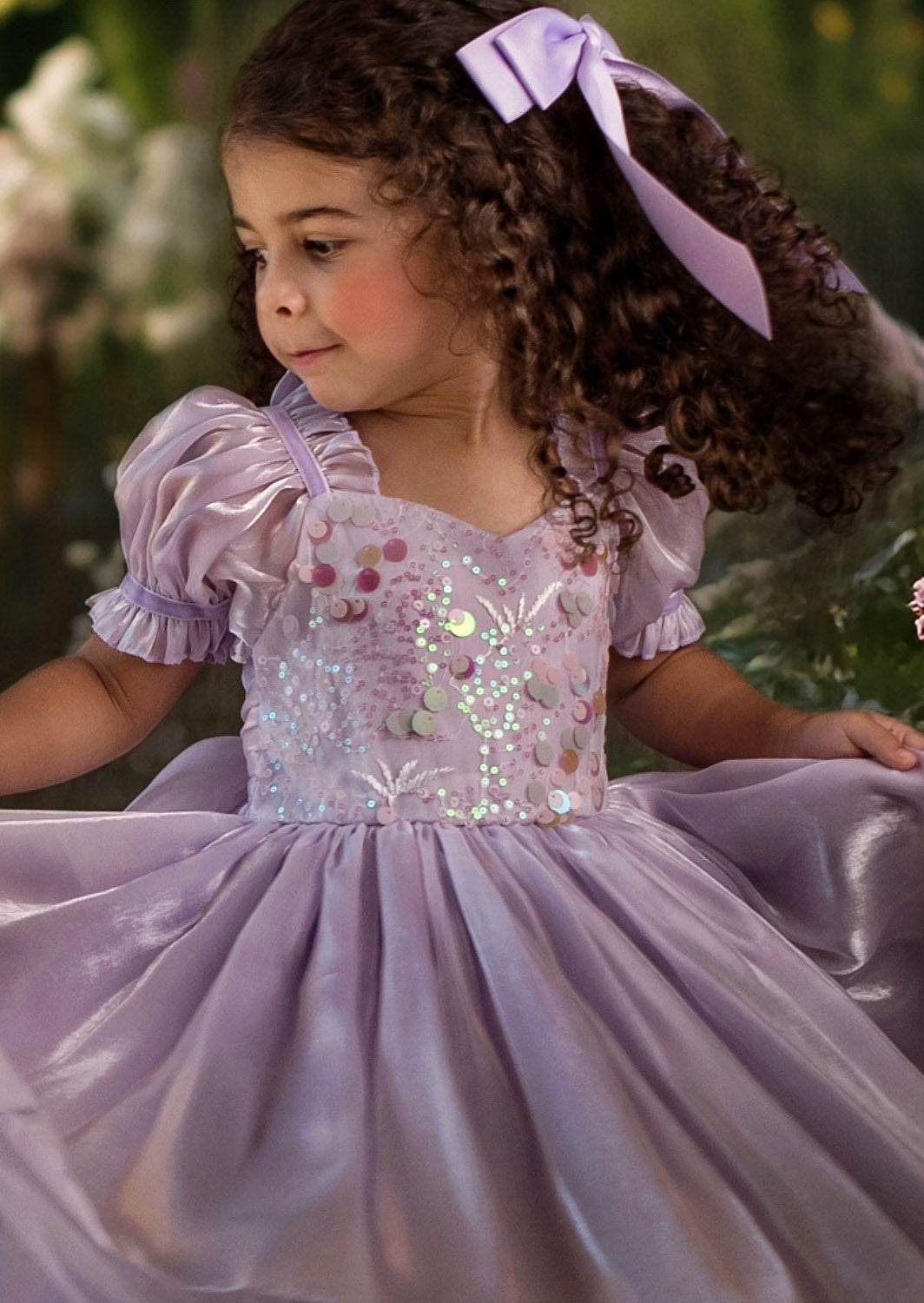 Moonbeam Puff Sleeve Dress in Lavender