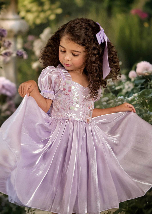 Moonbeam Puff Sleeve Dress in Lavender