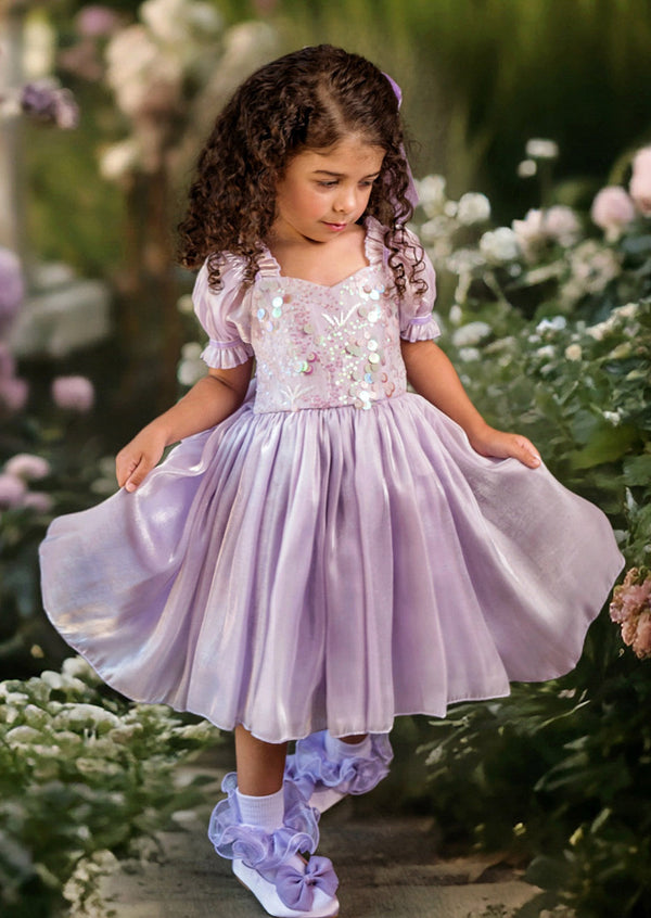 Lavender Puff Sleeve Toddler Birthday Tutu Dress First Birthday