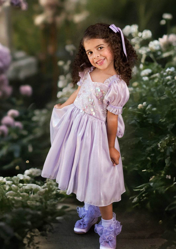 Moonbeam Puff Sleeve Dress in Lavender