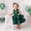 Little Miss Sparkles Party Dress Green | cake smash dress for baby girl