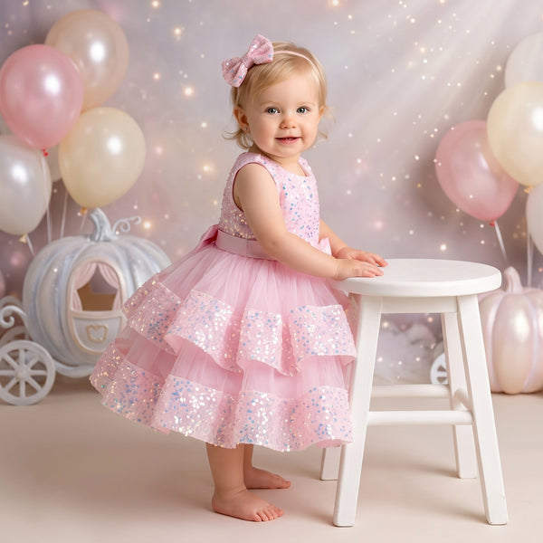 Little Miss Sparkles Party Dress Pink | cake smash dress for baby girl