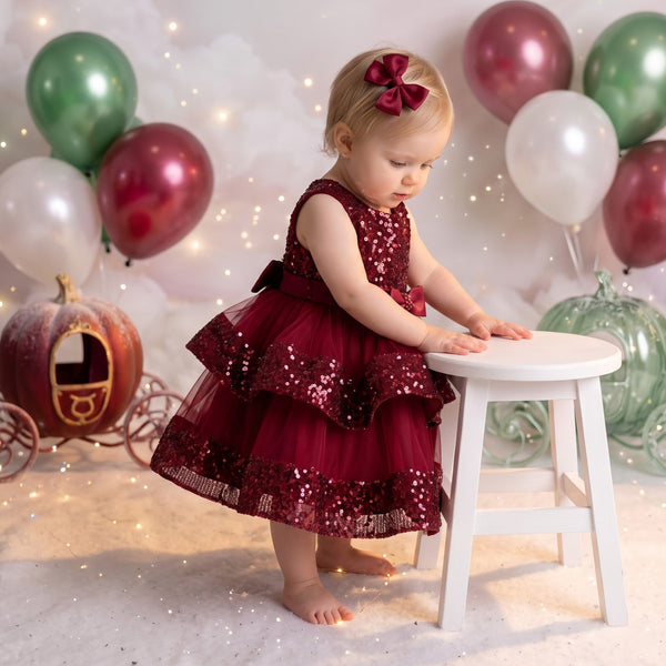 Little Miss Sparkles Party Dress Red | cake smash dress for baby girl