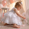 Girls Sequin Party Dress in White| cake smash dress for baby girl