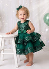 Green sequin party dress cake smash girl
