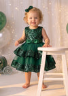 Green sequin Christmas party dress cake smash girl