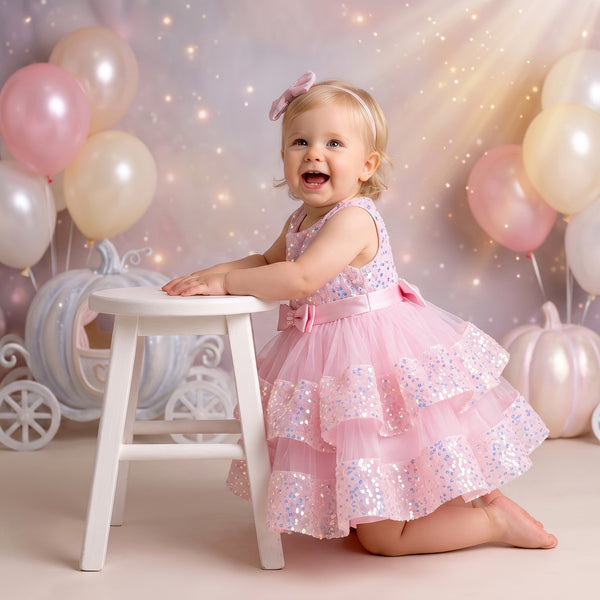 Little Miss Sparkles Party Dress Pink | cake smash dress for baby girl