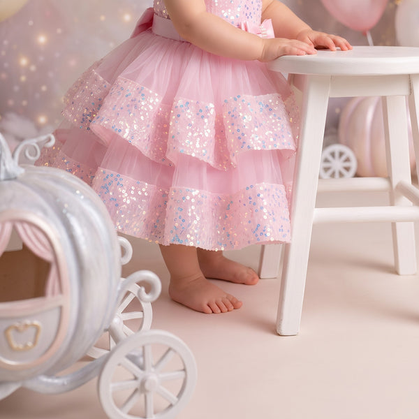 Little Miss Sparkles Sequin Party Dress in Pink