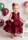 Baby girl red sequin Christmas dress holiday cake smash outfit