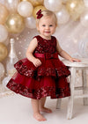 Baby girl red sequin Christmas dress holiday cake smash outfit