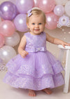 Girls Sequin Party Dress in Lavender | cake smash dress for baby girl