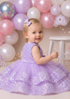 Girls Sequin Party Dress in Lavender | cake smash dress for baby girl