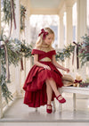 Girls Fairytale Dress in Deep Red | Girls Christmas Dress