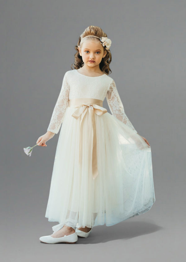 solid ivory girls flower girl dresses