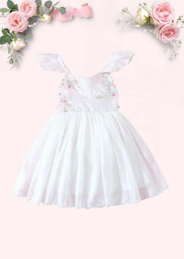 White Starlight Sparkle Dress & Romper  Elegant Party & Photo Outfit 