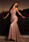 Strapless Trumpet Gown | Lace & Sequin Evening Dress mauve