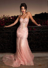 Strapless Trumpet Gown | Lace & Sequin Evening Dress pink