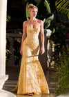 Gold Strapless Trumpet Gown | Elegant Lace Evening Dress