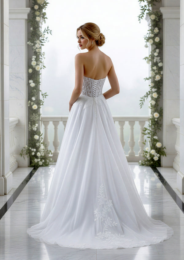 A‑Line Floral Lace Bridal Gown in Ivory | Romantic Wedding Dress