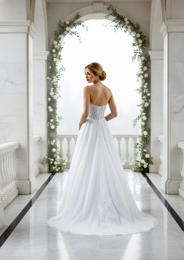 A‑Line Floral Lace Bridal Gown in Ivory | Romantic Wedding Dress