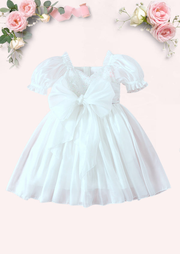 White Sugar Plum Dress & Romper Set  Elegant Party & Photo Outfit