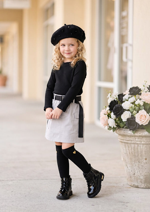 Sugar & Chic Girls Cargo Skirt & Top Set | Girls Fall Clothing