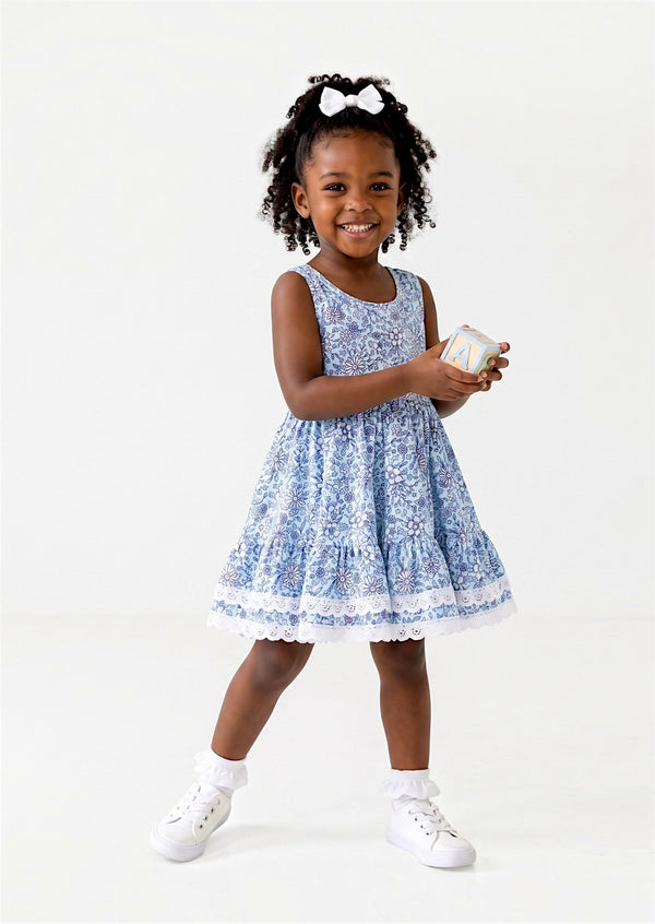 Blue Mini Print Twirl Dress - Twirl Dresses