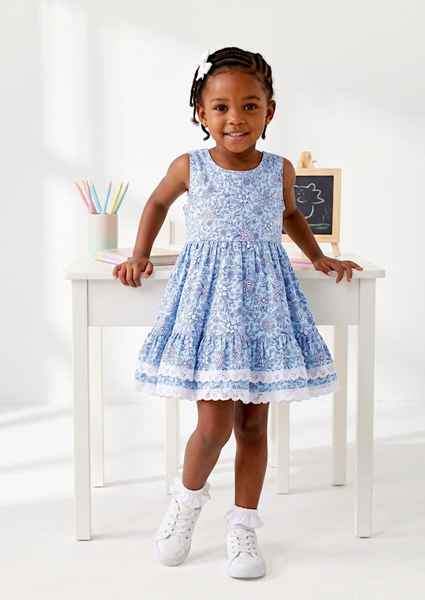 Blue Mini Print Twirl Dress - Twirl Dresses