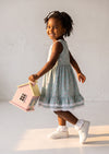Girls Green Mini Print Twirl Dress