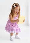 Girls Pink Mini Print Twirl Dress - Twirl Dresses