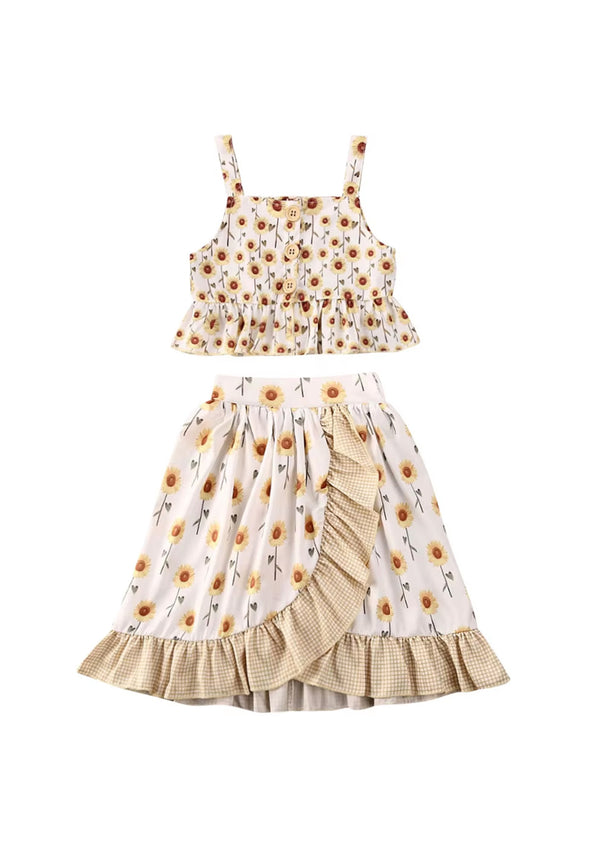 Abby Sunflower Top & Skirt Set
