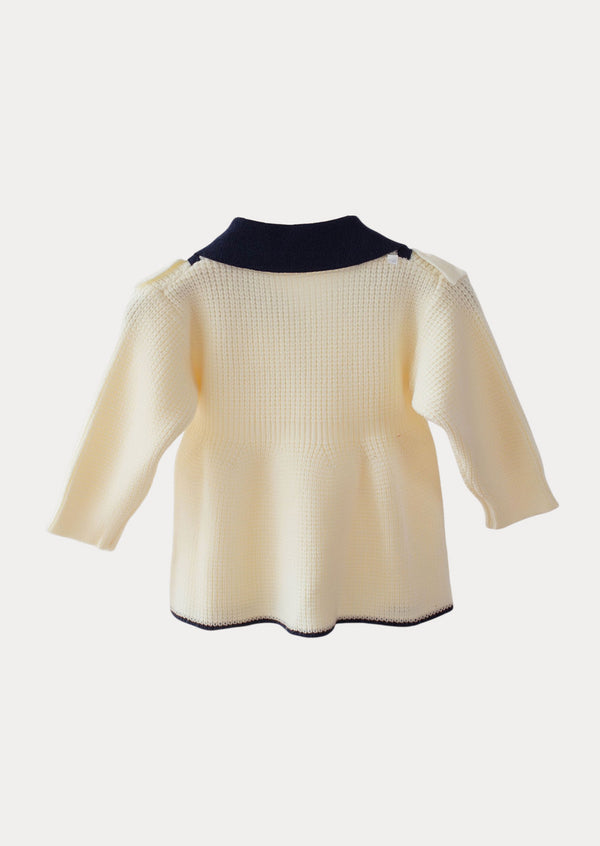 Ruffle Bodice Sweater Top | Cream Blue