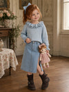 Sweet Blossoms Ruffle Pullover Sweater Blue | Girls Outerwear Sweaters