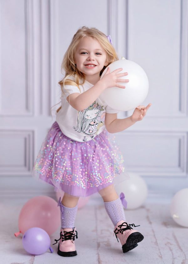 Sweet Tooth Tee & Lavender Flower Tutu Set