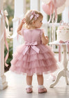 Tulle & Sequin Bow Baby Party Dress in Deep Pink | Cake Smash Girl