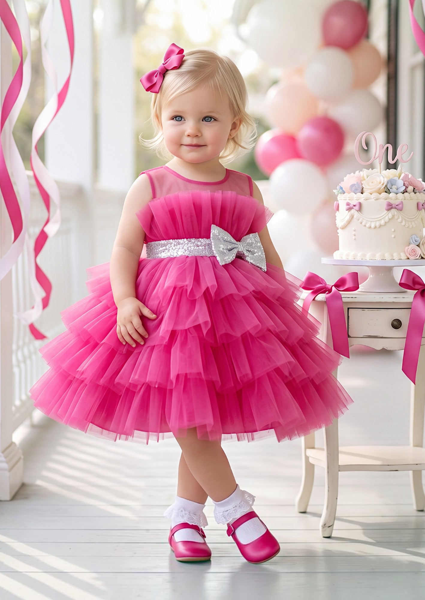 Sweetheart Tulle & Sequin Bow Baby Party Dress