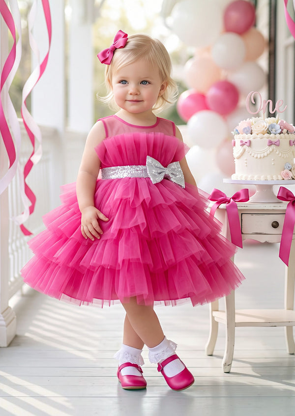 Sweetheart Tulle & Sequin Bow Baby Party Dress