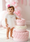 White Puff Sleeve Baby Romper First Birthday Outfit