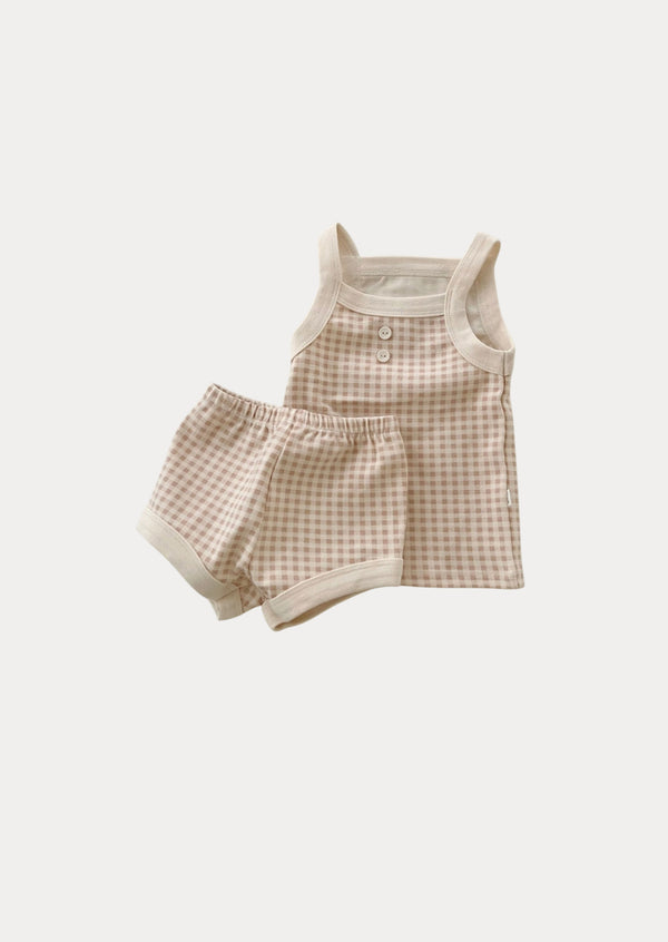 Check Bloomer & Tank Set in Apricot