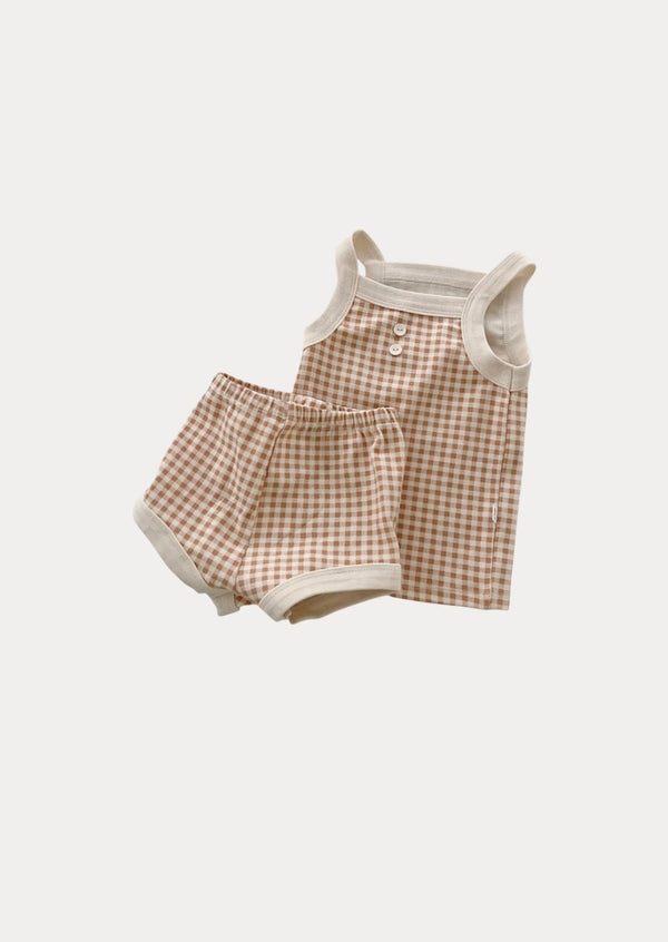 Check Bloomer & Tank Set in Brown