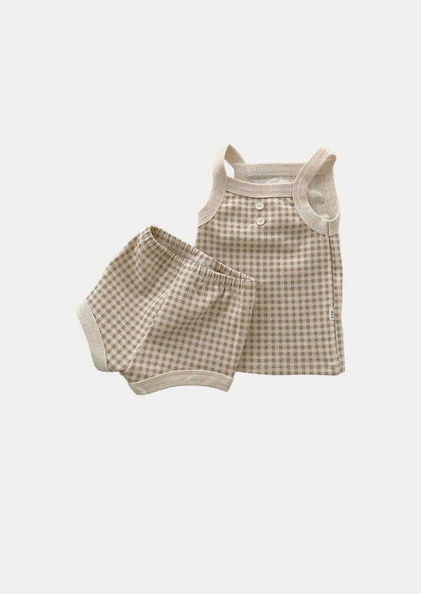 Check Bloomer & Tank Set in Gray