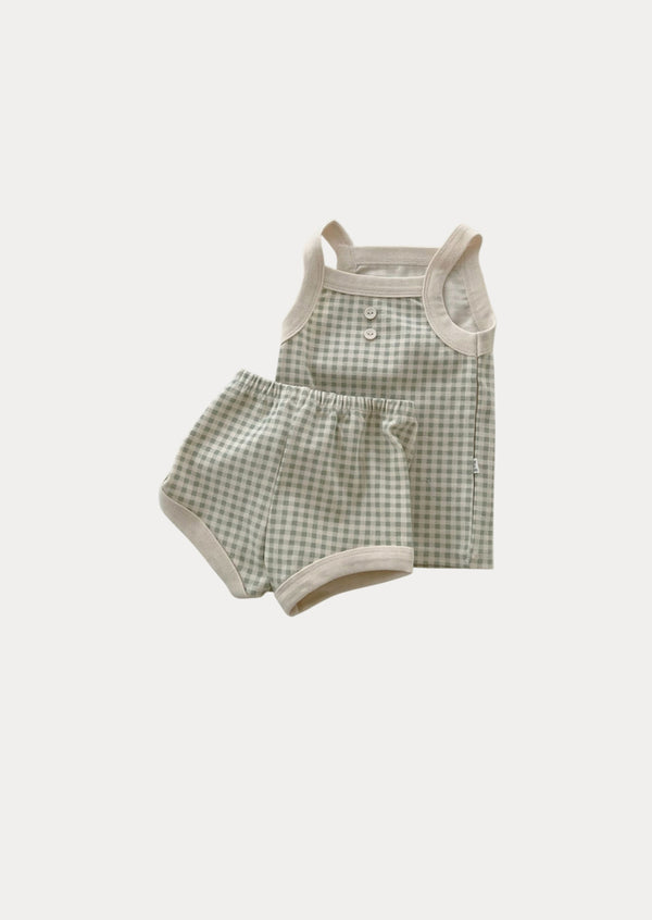Check Bloomer & Tank Set in Green